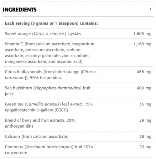 Vitamin C⁸ 1,165 mg of Vitamin C per Portion - New Roots Herbal 