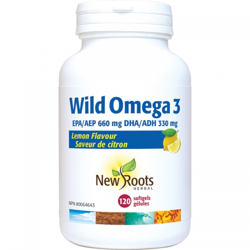 Wild Omega 3 EPA 660 mg DHA 330 mg Lemon Flavour - New Roots Herbal 