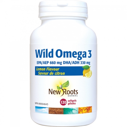 Wild Omega 3 AEP 660mg ADH 330mg Saveur de Citron - New Roots Herbal 