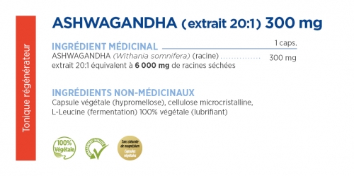 Ashwagandha  extrait 20:1  300 mg