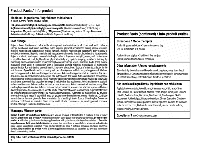 Nova Pharma - Créatine + Électrolytes Gummies