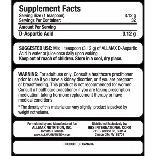 AllMax D-Aspartic Acid