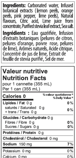 Margarita sans sucre, sans alcool, distillat botanique, écorces agrumes, poivre rose, sel marin, artisanal, savoureux.