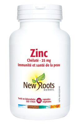 Zinc chélaté 25 mg - New Roots Herbal