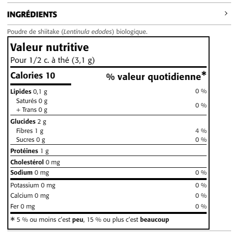 Shiitake en poudre - New Roots Herbal