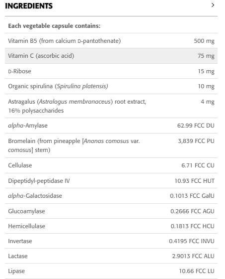 Vitamin B5 Synergistic