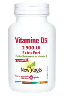 Vitamine D3 2 500 UI Extra Fort (gélules) - New Roots Herbal