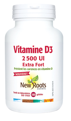 Vitamine D3 2 500 UI Extra Fort (gélules) - New Roots Herbal