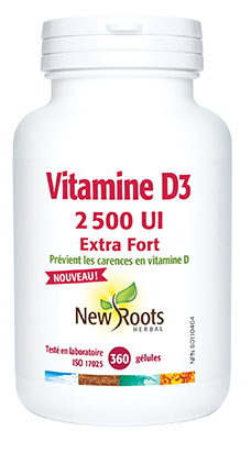 Vitamine D3 2 500 UI Extra Fort (gélules) - New Roots Herbal